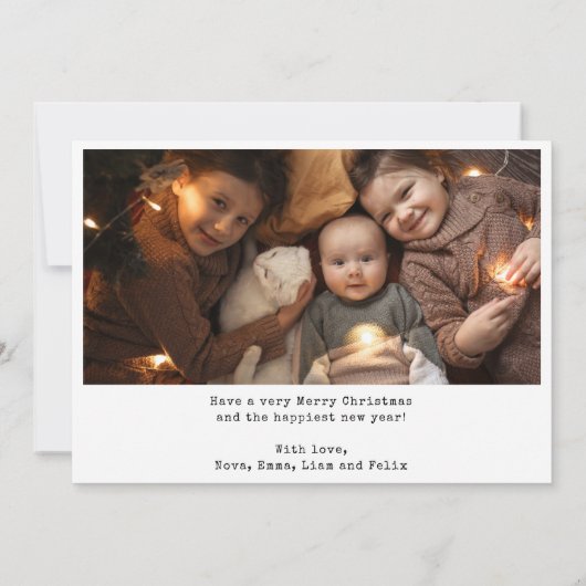 当時のミニマルなクリスマスは三人の家族だった シーズンカード (裏面)