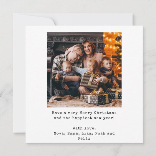 当時のミニマルなクリスマスは5人の家族だった シーズンカード (裏面)