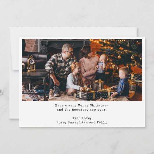 当時のミニマルなクリスマスは5人の家族だった シーズンカード (裏面)