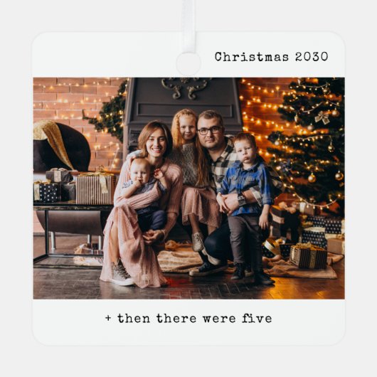 当時のミニマルなクリスマスは5人の家族だった メタルオーナメント (正面)