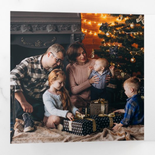 当時のミニマルなクリスマスは5人の家族だった 三つ折りクリスマスカード (内部最初)