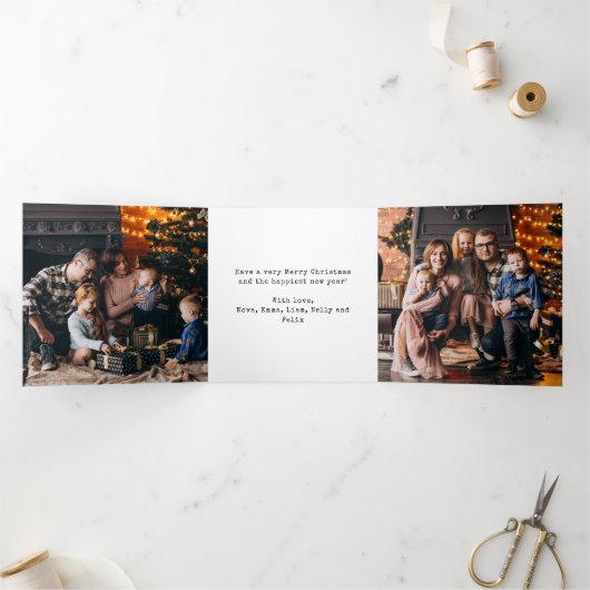 当時のミニマルなクリスマスは5人の家族だった 三つ折りクリスマスカード (内部)