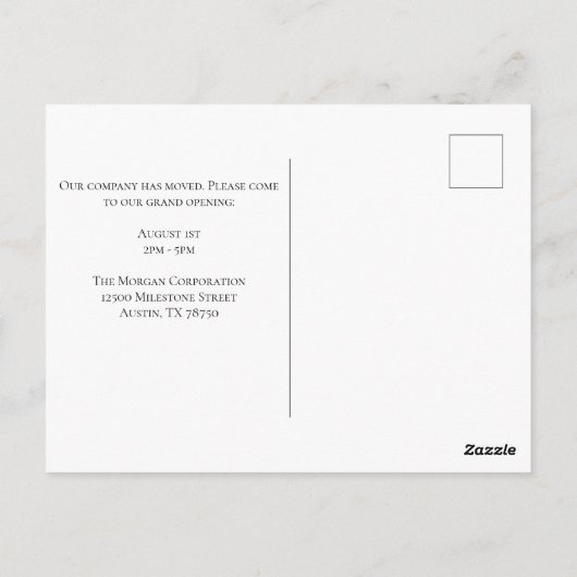 当社がオフィスカスタム建物写真を移動 ポストカード (裏面)