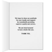 当社に対する信頼を得て光栄に思う (内側 (右))