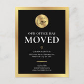当社のオフィスはブラック&金ゴールドロゴの新しいアドレスを移動 ポストカード (正面)