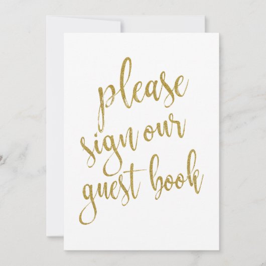 当社のゲストブックにご署名ください ゴールド お手頃なサイン (正面)