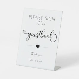 当社のゲストブックにご署名ください　ミニマルなカリグラフィー 台座サイン