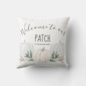 当社のパッチパーソナライズドネームパンプキンへようこそ クッション (裏面)