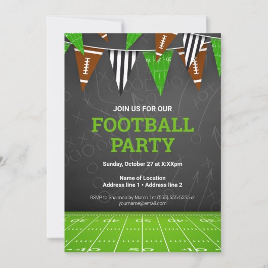当社のフットボールパーティーの招待状で大盛り上がり！ 招待状 (正面)