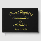 当社のレジス結婚トリフローラつる植物パターンブラック ゲストブック (正面)