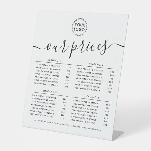当社の価格ロエレガントゴ価格リスト台座看板 台座サイン (正面)