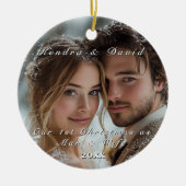当社の初めてのクリスマスの個人写真 セラミックオーナメント (正面)