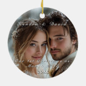 当社の初めてのクリスマスの個人写真 セラミックオーナメント (裏面)