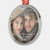 当社の初めてのクリスマスの個人写真 メタルオーナメント (左)