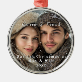 当社の初めてのクリスマスの個人写真 メタルオーナメント