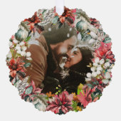 当社の初めてのクリスマスの写真と日付 オーナメントカード (正面)