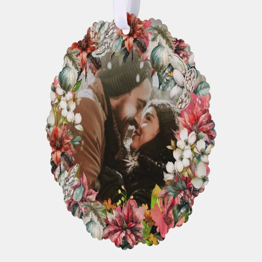 当社の初めてのクリスマスの写真と日付 オーナメントカード (左)