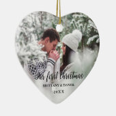 当社の初めてのクリスマスの前後の写真ハート セラミックオーナメント (右)