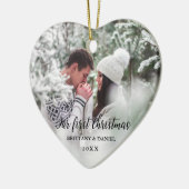 当社の初めてのクリスマスの前後の写真ハート セラミックオーナメント (左)