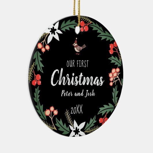 当社の初めてのクリスマスは性別なし セラミックオーナメント (右)