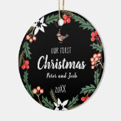 当社の初めてのクリスマスは性別なし セラミックオーナメント (左)