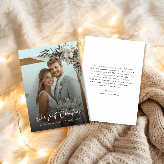 当社の初めてのクリスマスエレガントビーチ結婚式写真 シーズンカード