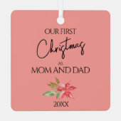 当社の初めてのクリスマスカスタムファミリーのフォトフレーム メタルオーナメント (裏面)