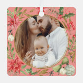 当社の初めてのクリスマスカスタムファミリーのフォトフレーム メタルオーナメント (正面)