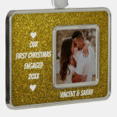 当社の初めてのクリスマスカスタム写真と名前グリッター シルバープレートフレームオーナメント (右)