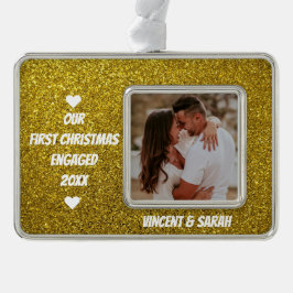 当社の初めてのクリスマスカスタム写真と名前グリッター シルバープレートフレームオーナメント