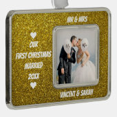 当社の初めてのクリスマスカスタム写真と名前グリッター シルバープレートフレームオーナメント (右)
