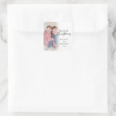 当社の初めてのクリスマスツインベビー名年写真 スクエアシール (バッグ)