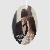 当社の初めてのクリスマスハート手書写真 オーナメント (正面)