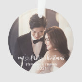 当社の初めてのクリスマスハート手書写真 オーナメント (正面)