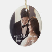 当社の初めてのクリスマスハート手書写真 セラミックオーナメント (右)