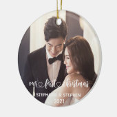 当社の初めてのクリスマスハート手書写真 セラミックオーナメント (左)