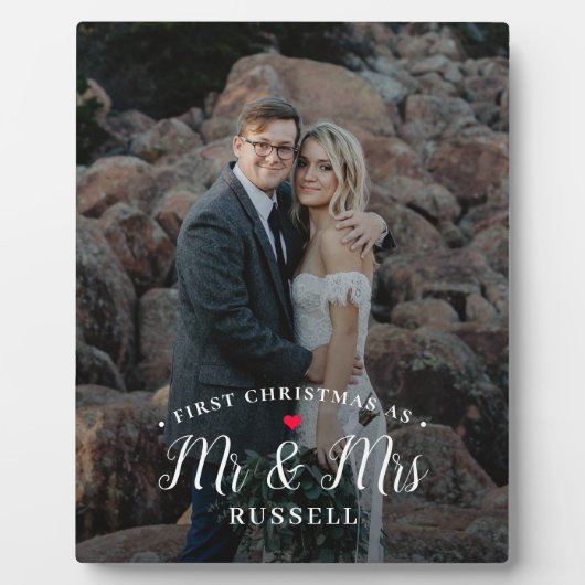 当社の初めてのクリスマスパーソナライズされたフォトデスクトップ フォトプラーク (正面)