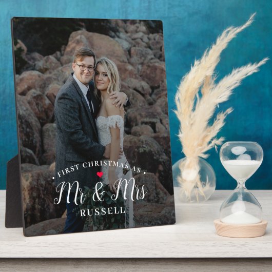 当社の初めてのクリスマスパーソナライズされたフォトデスクトップ フォトプラーク (側面)