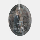 当社の初めてのクリスマスパーソナライズされた写真オーナメント ガラスオーナメント (正面左)