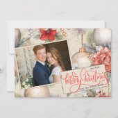 当社の初めてのクリスマスフォトアイボリーの背景 シーズンカード (正面)