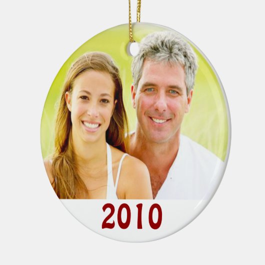 当社の初めてのクリスマスフォトオーナメント セラミックオーナメント (左)