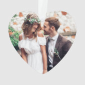 当社の初めてのクリスマスフローラフォトバックハートグリーン オーナメント (裏面)