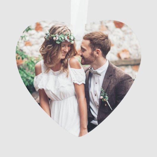 当社の初めてのクリスマスフローラフォトバックハートグリーン オーナメント (裏面)