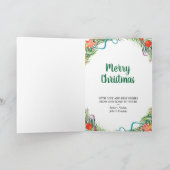 当社の初めてのクリスマスベビー写真&名前ホワイトグリーン シーズンカード (内部)