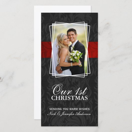 当社の初めてのクリスマスホリデーフォトカード(4x8) シーズンカード (正面/裏面)