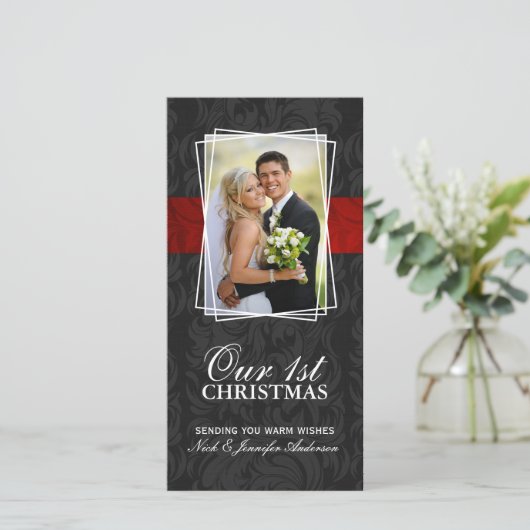 当社の初めてのクリスマスホリデーフォトカード(4x8) シーズンカード (スタンド正面)