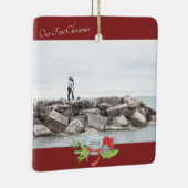 当社の初めてのクリスマス写真パーソナライズされた セラミックオーナメント (右)
