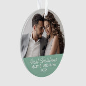 当社の初めてのクリスマス写真結婚-'または婚約 オーナメント (正面)