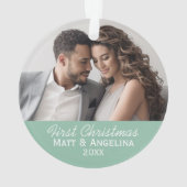 当社の初めてのクリスマス写真結婚-'または婚約 オーナメント (裏面)