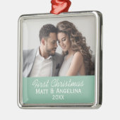 当社の初めてのクリスマス写真結婚-'または婚約 メタルオーナメント (左)